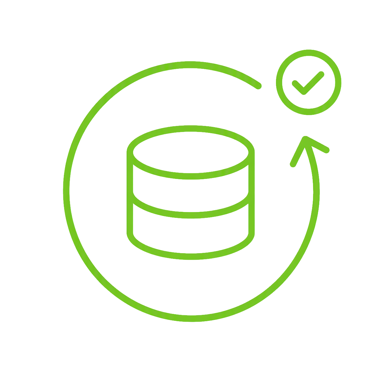 Backup Continuity B Database with circular backup arrow and checkmark