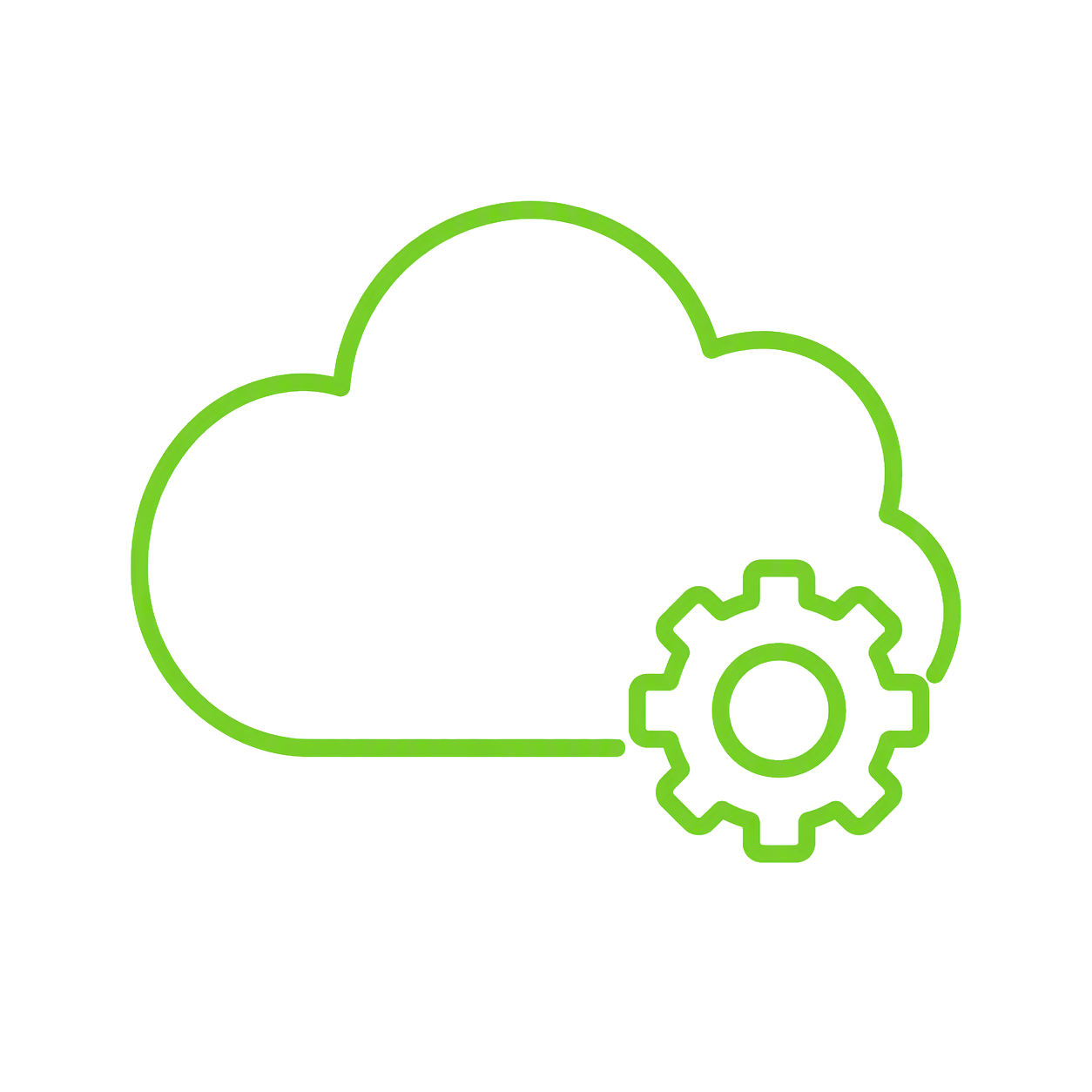 Cloud Computing Solutions B Cloud graphic containing centered 'API' text and partial gear icon below, representing API integration in cloud computing.