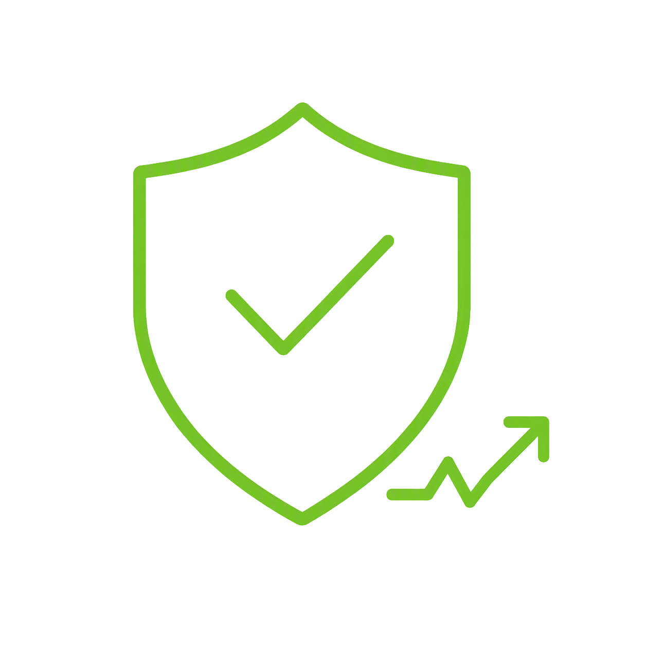 Cybersecuirty B Shield with checkmark and upward arrow