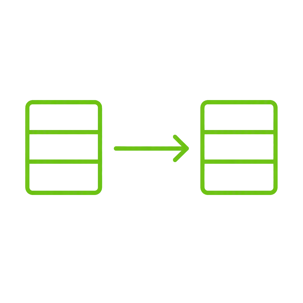 Data Migration B Two databases connected by a right arrow