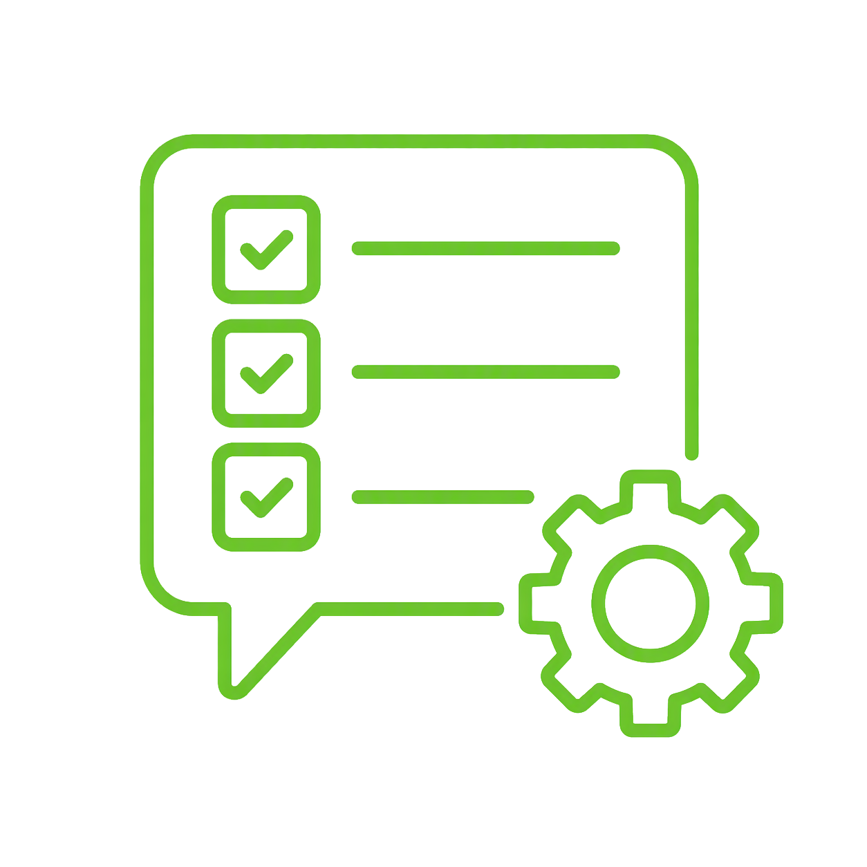 IT Consulting B Checklist in speech bubble with gear icon