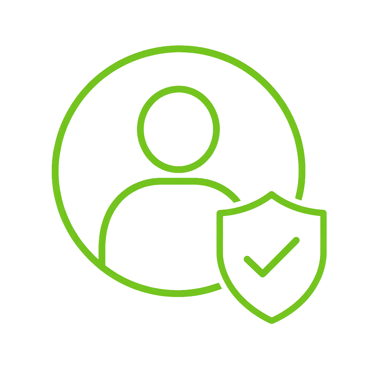 Identity Lockdown B User profile icon with shield and checkmark
