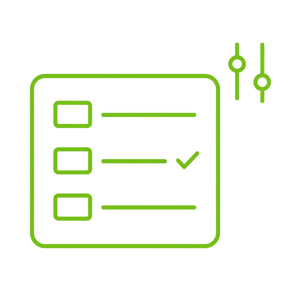 Modern Workspace B Settings panel with checklist and adjustment sliders