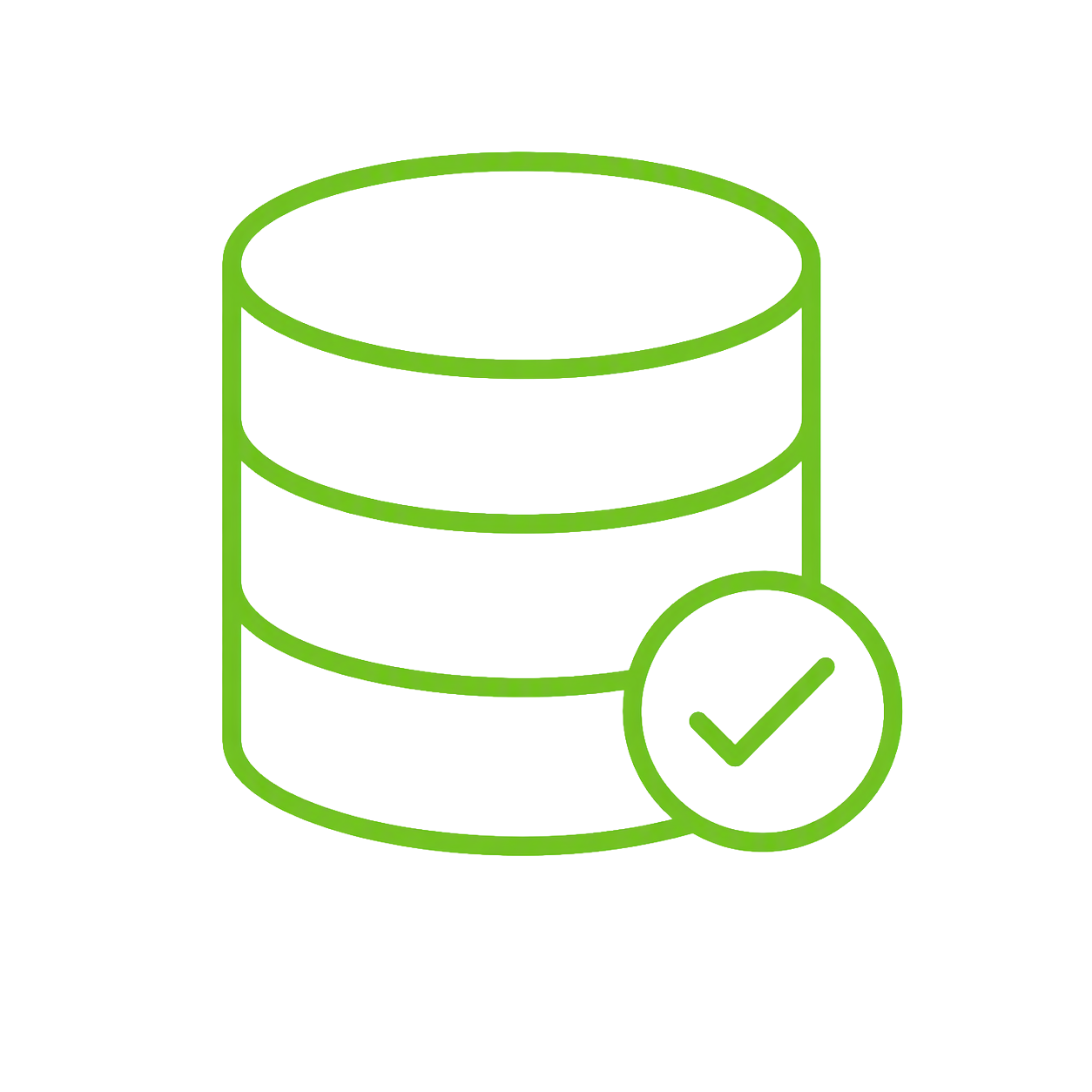 Storage B Stacked database with checkmark badge