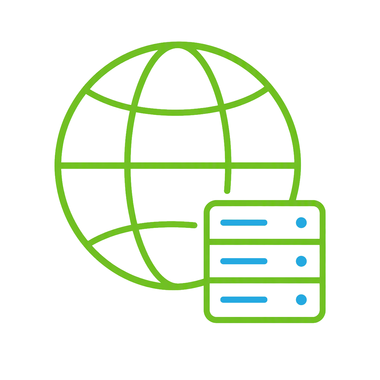 Globe with server stack