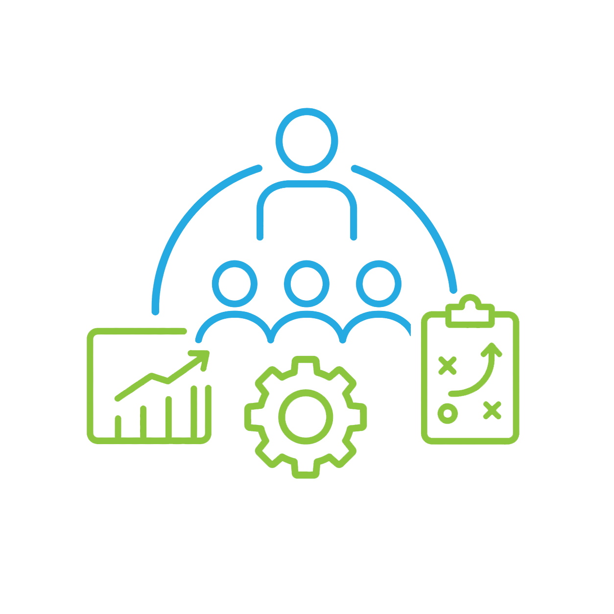 Virtual CTO Services Virtual CTO and strategic technology leadership icon showing planning, governance, budgeting, and business alignment.